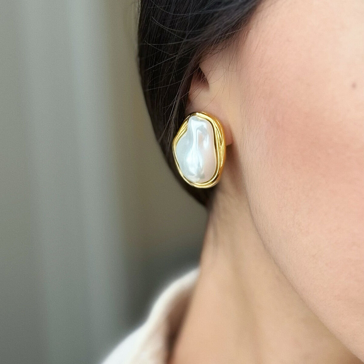 1 pair simple series elegant geometric stainless steel  gold plated shell women adjustable rings