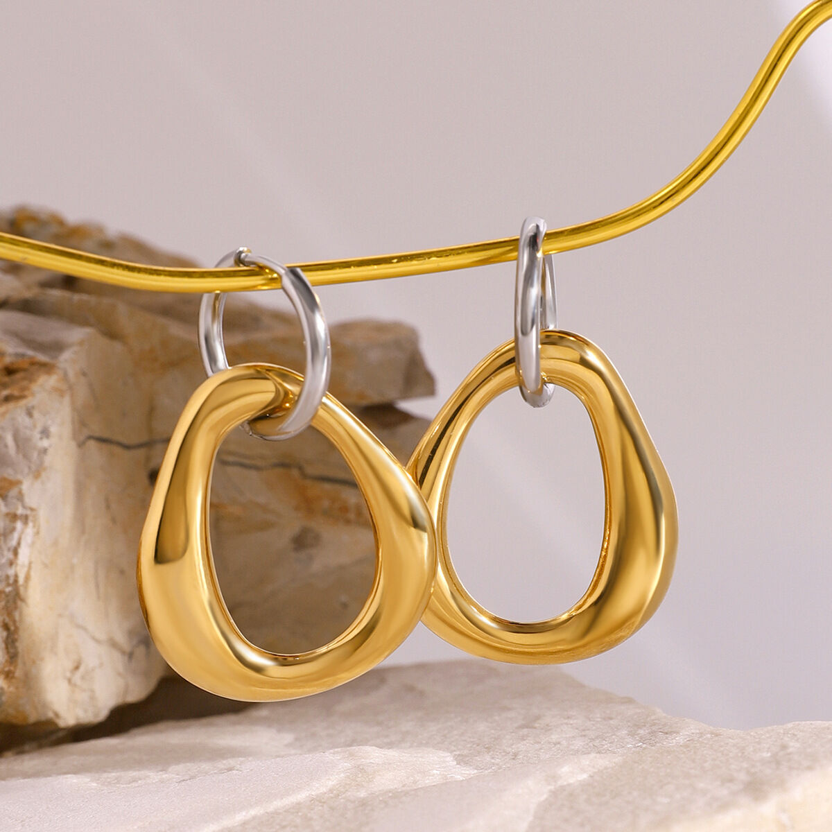 1 pair simple series simple geometric stainless steel  gold plated women drop earrings