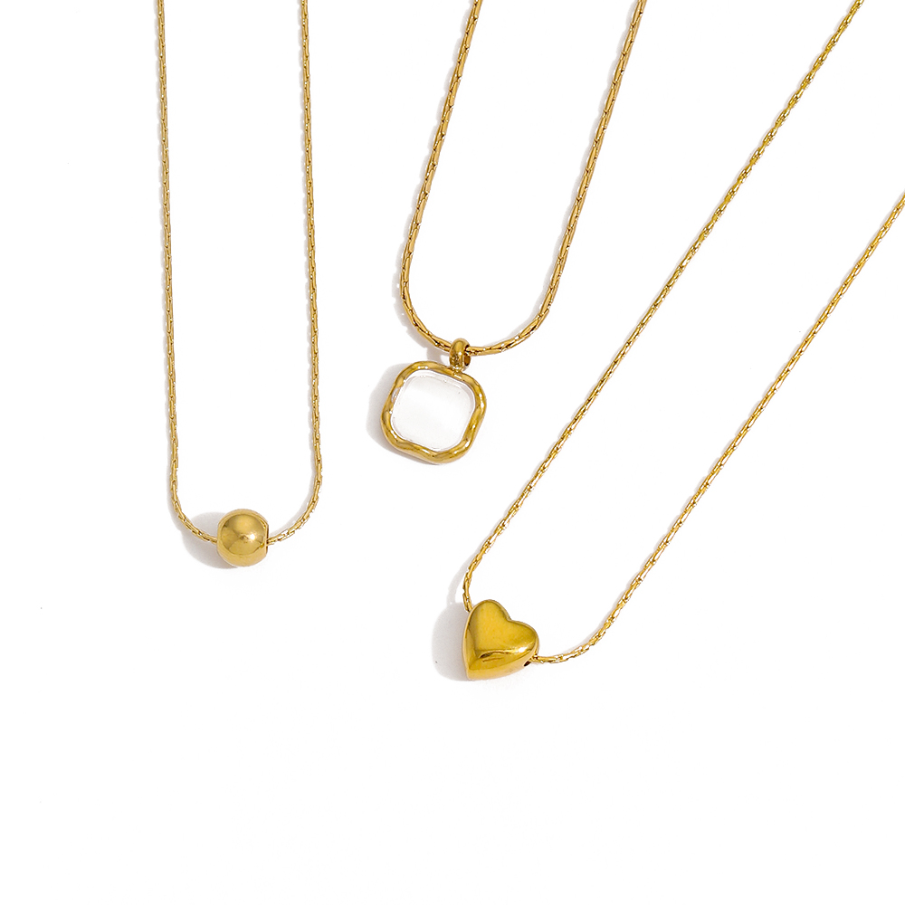 1 pezzo semplice serie semplice geometrica collane con ciondolo placcato oro 18K Immagine4