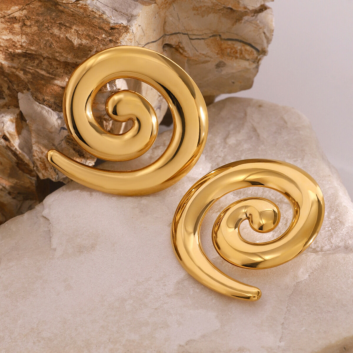 1 pair simple series casual geometric stainless steel  gold plated women stud earrings