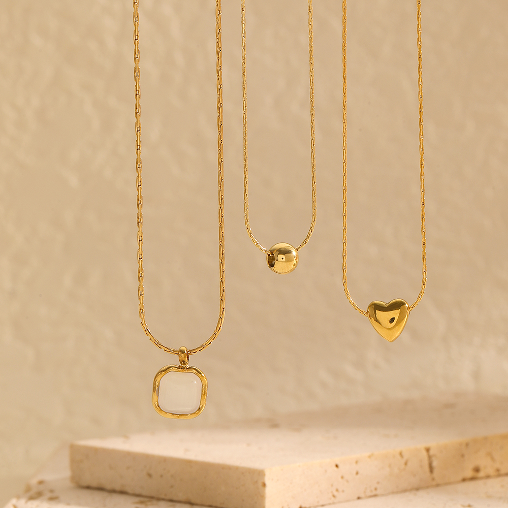 1 pezzo semplice serie semplice geometrica collane con ciondolo placcato oro 18K 2