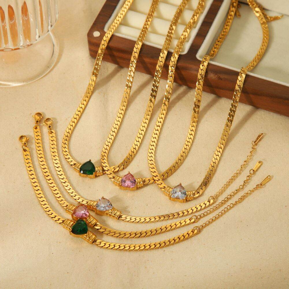 1 piece simple series daily geometric  gold plated zircon chain bracelets