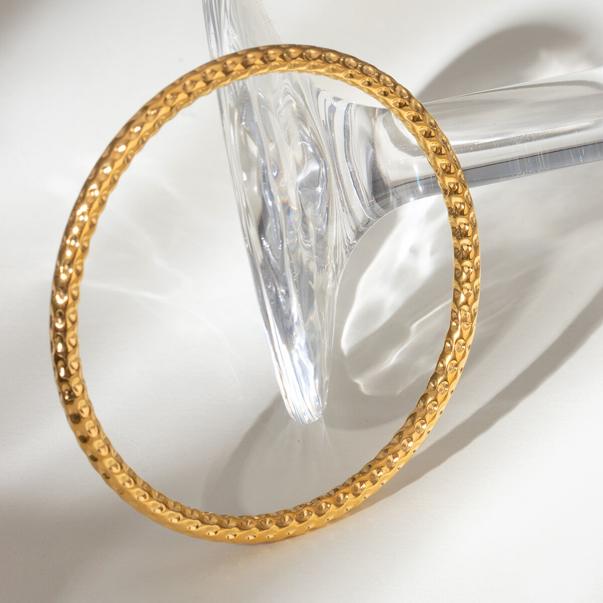 1 piece simple series simple solid color stainless steel  gold plated women bangles