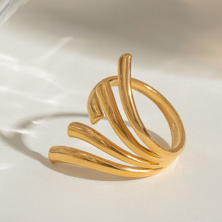 1 Piece irregular Line Shape Stainless Steel Waterproof Gold Color Minimalist Ring