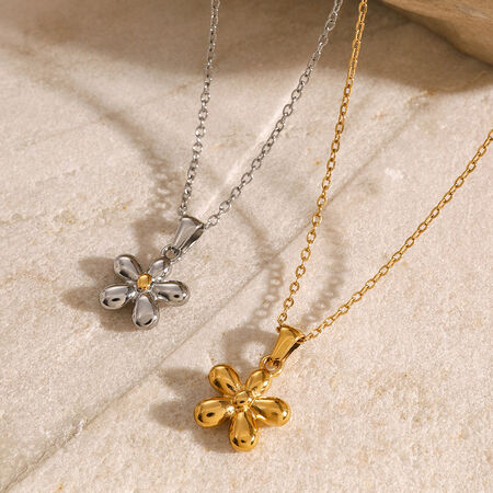 1 piece simple series sweet flower stainless steel gold plated women pendant necklaces