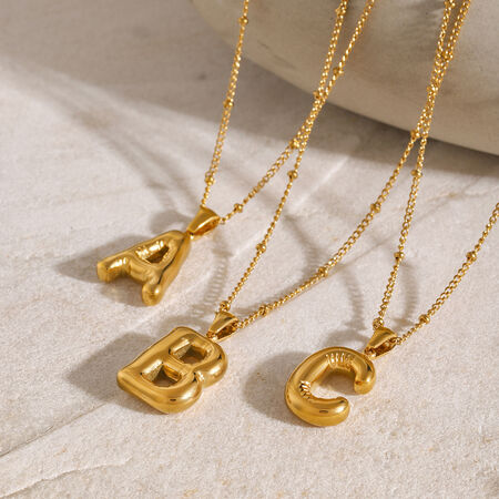 1 Piece Casual Letter Stainless Steel Waterproof Gold Color Pendant Necklace 2