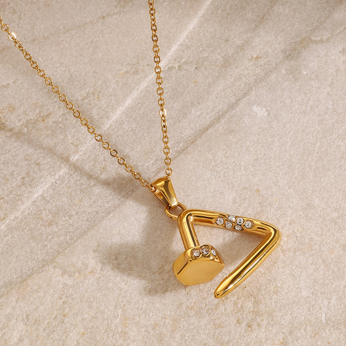 1 piece simple series casual geometric stainless steel  gold plated women pendant necklaces 2