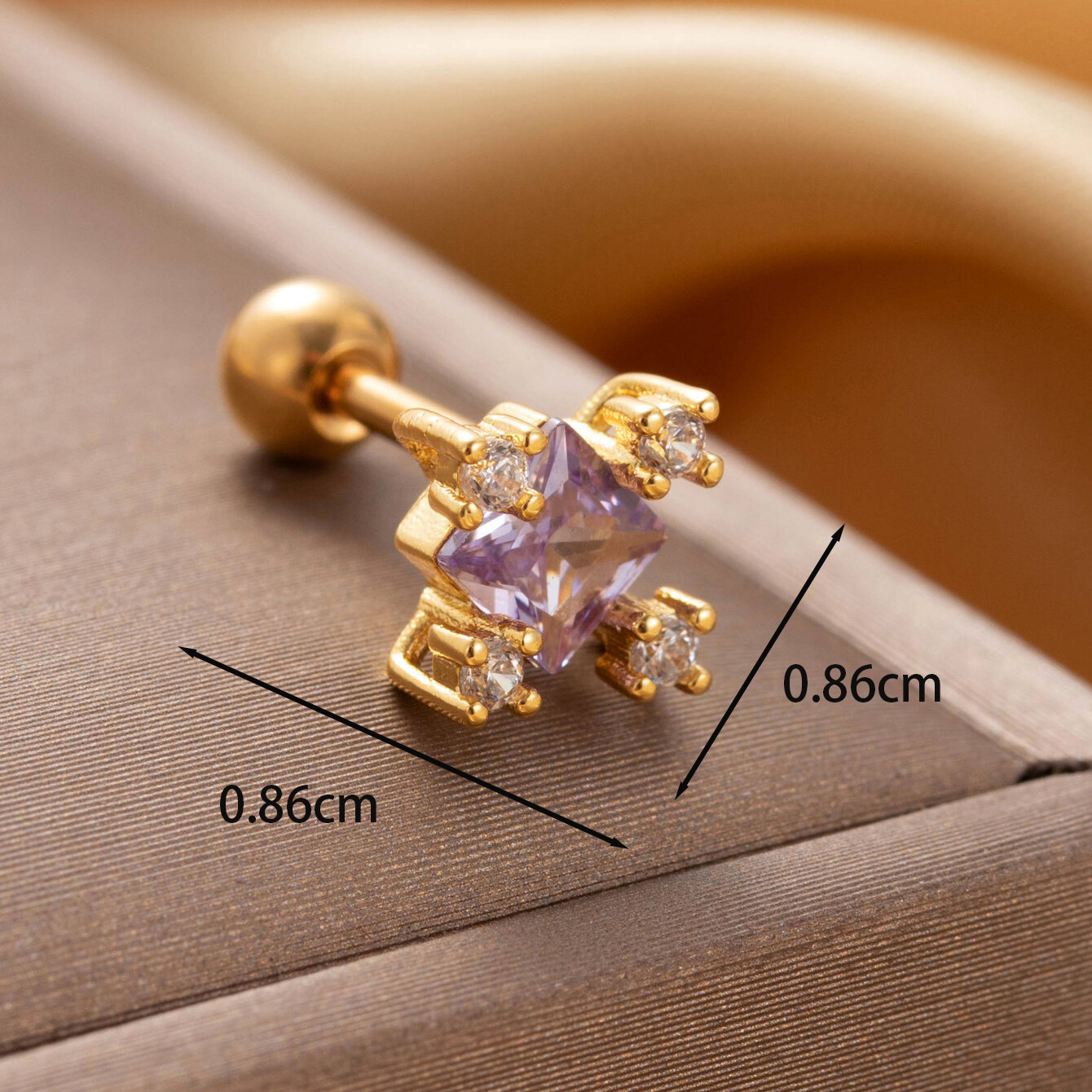 1 pezzo semplice serie semplice cuore acciaio titanio senza placcatura materiale zircone orecchini da donna piercing Immagine4