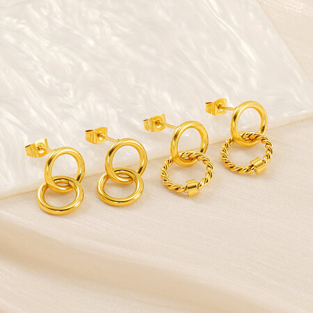 1 pair retro daily style twist shape stainless steel gold plated women's stud earrings