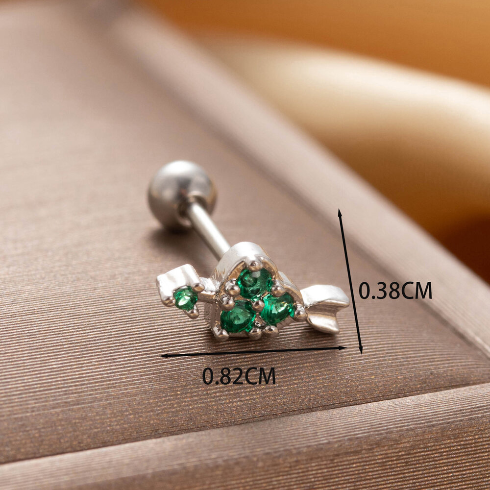 1 pezzo semplice serie classico cuore titanio acciaio senza placcatura materiale zircone orecchini da donna piercing h5Immagine6