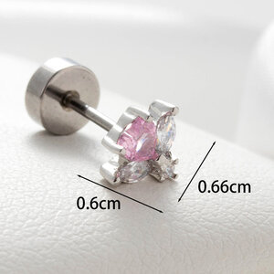 1 pezzo semplice serie classico cuore titanio acciaio senza placcatura materiale zircone orecchini da donna piercing h5 Immagine3