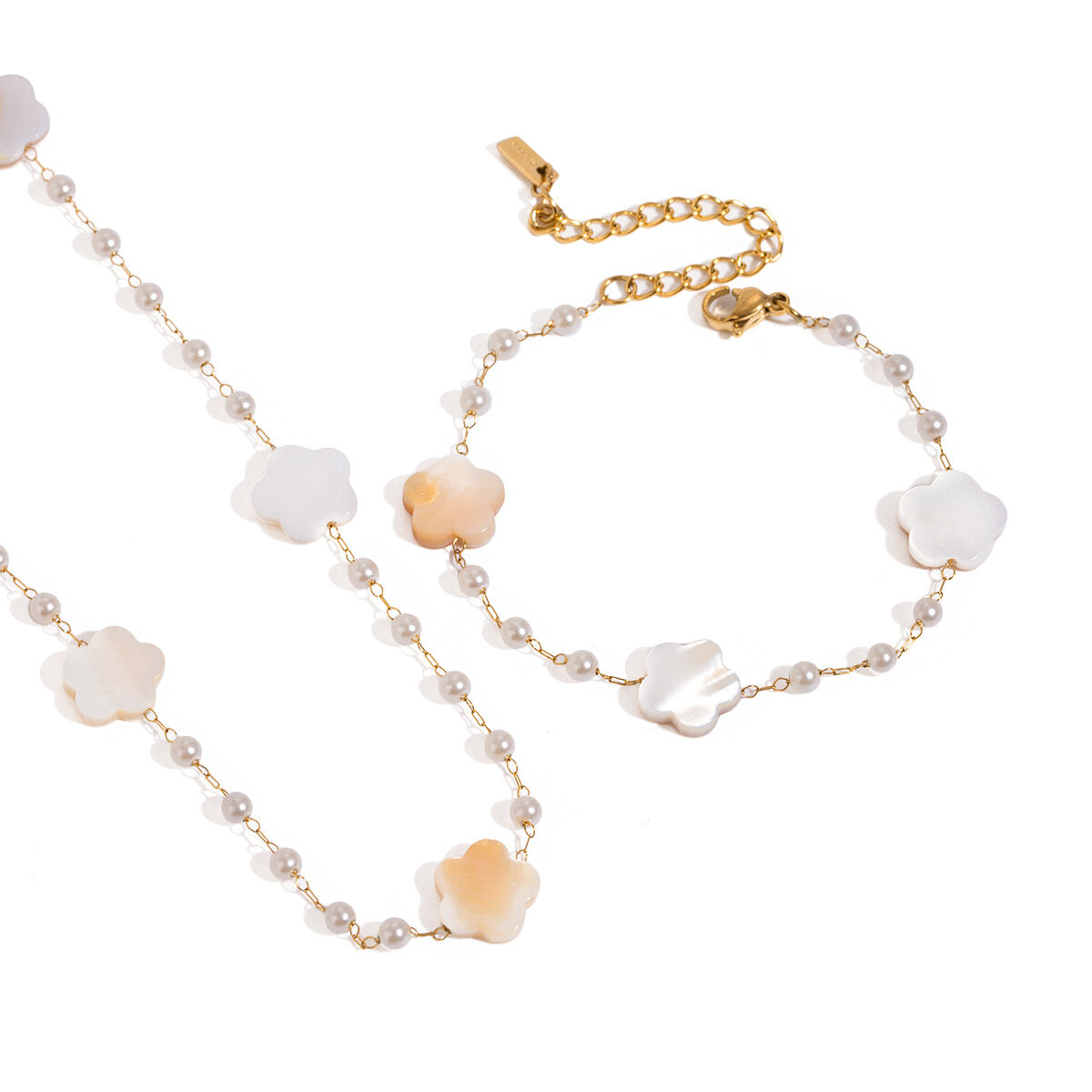 1 piece simple series sweet flower stainless steel  gold plated women beaded bracelets h5 Picture6