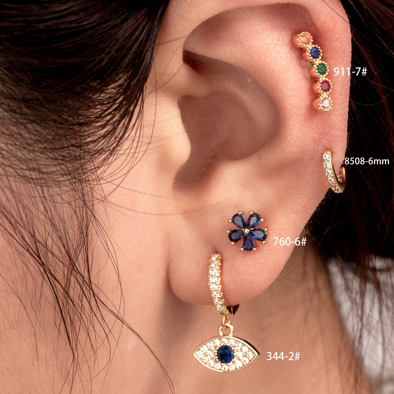 1 pezzo semplice serie semplice fiore rame senza placcatura materiale zircone orecchini da donna piercing