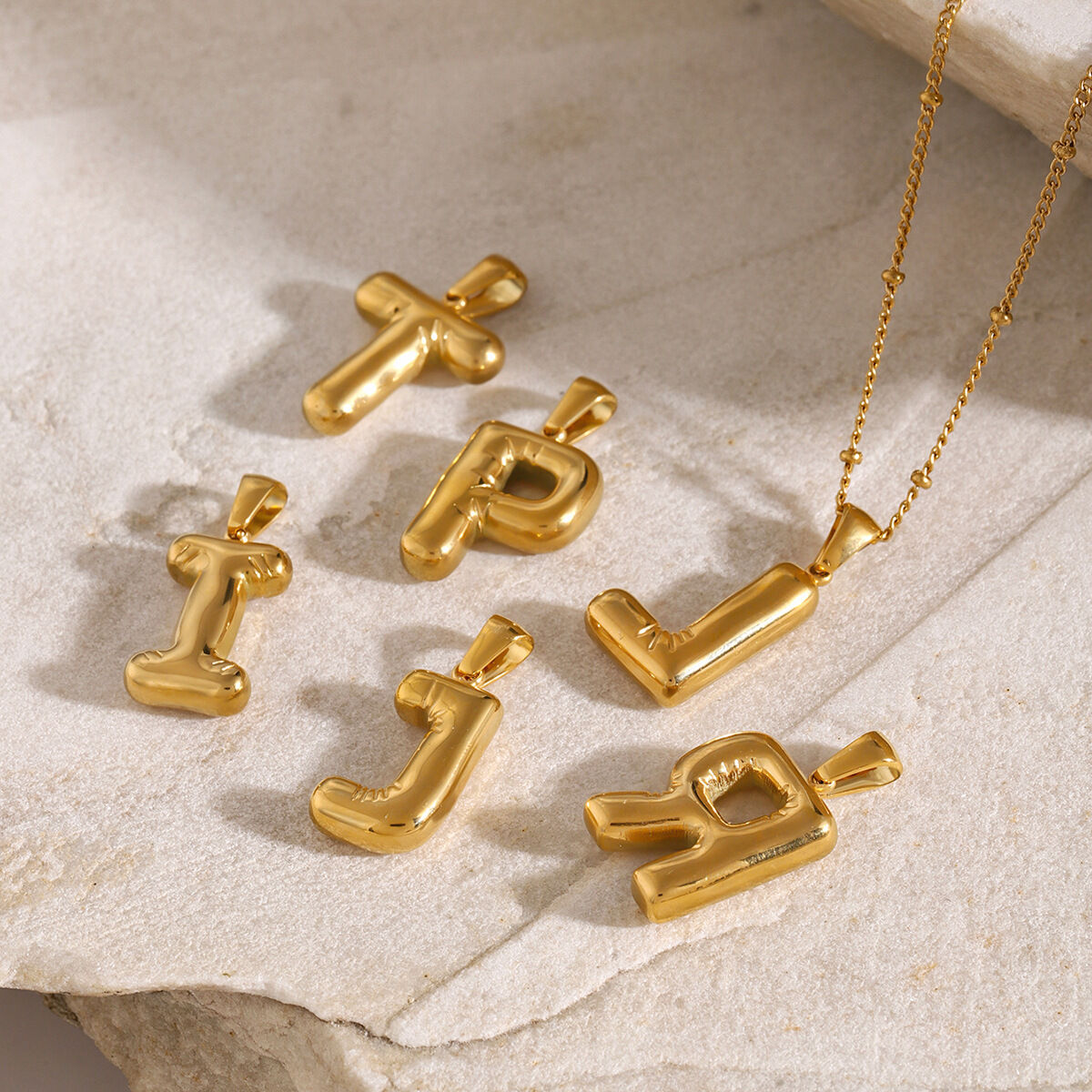 1 Piece Casual Letter Stainless Steel Waterproof Gold Color Pendant Necklace Picture4