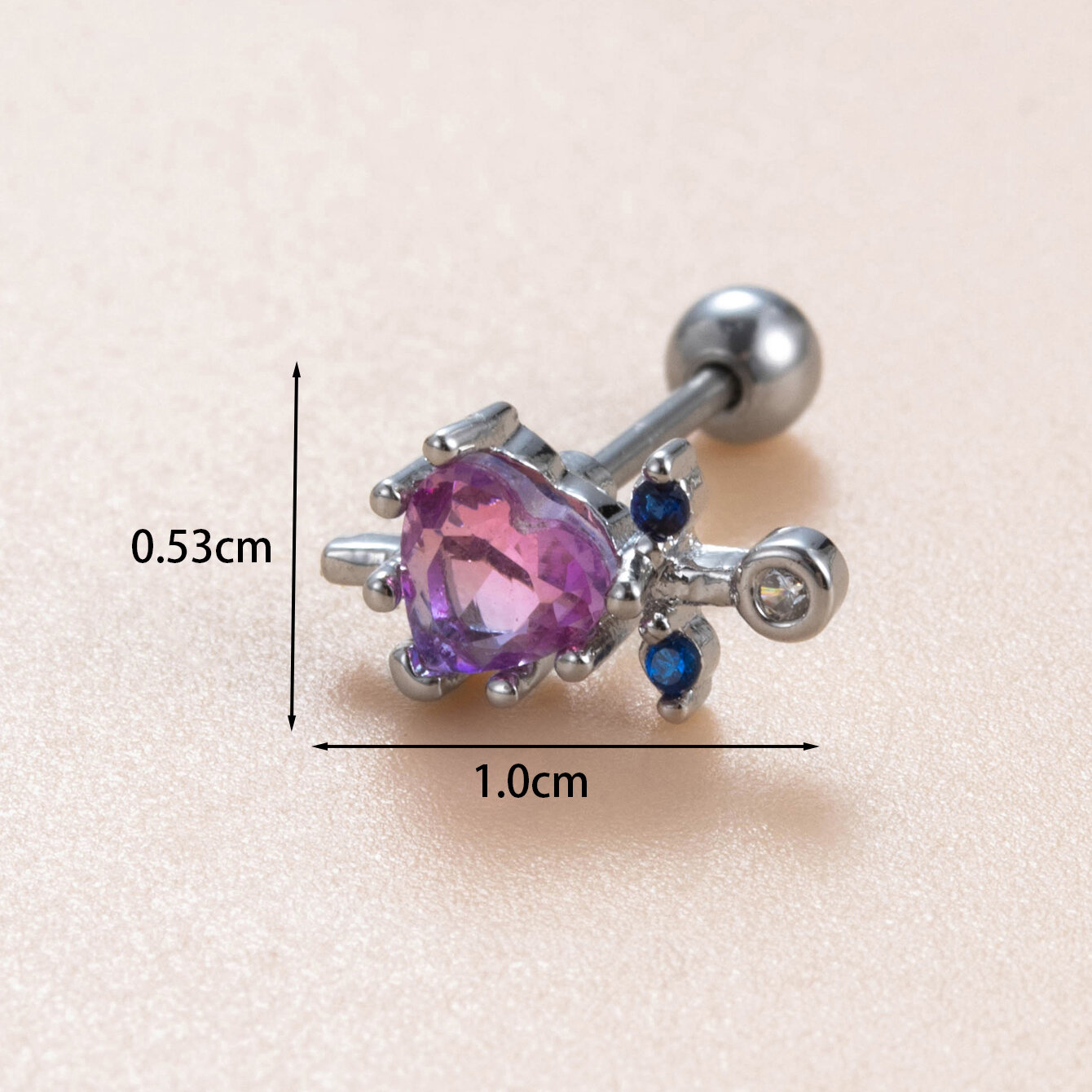 1 pezzo semplice serie classico cuore titanio acciaio senza placcatura materiale zircone orecchini da donna piercing h5 Immagine5