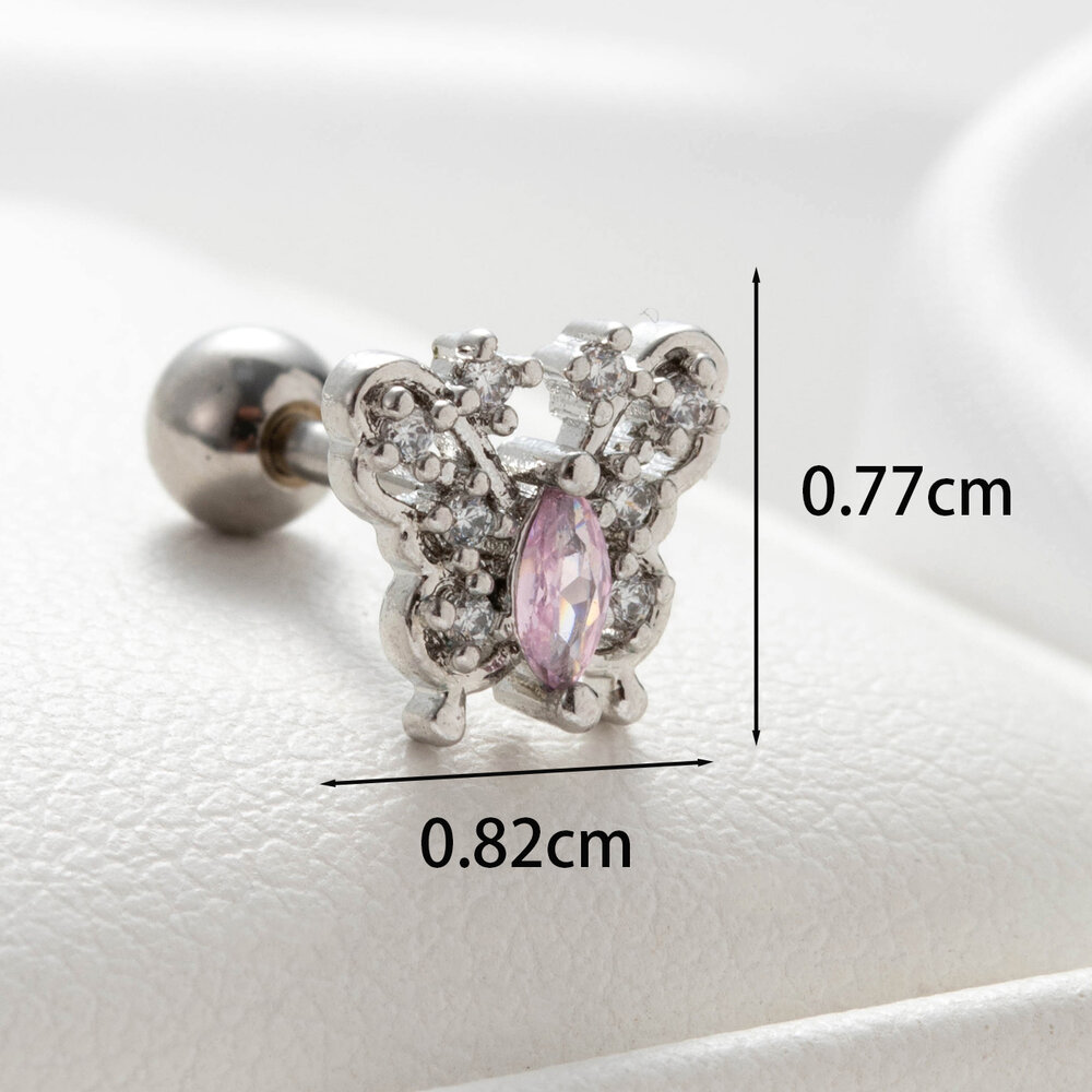 1 pezzo semplice serie classico cuore titanio acciaio senza placcatura materiale zircone orecchini da donna piercing Immagine5