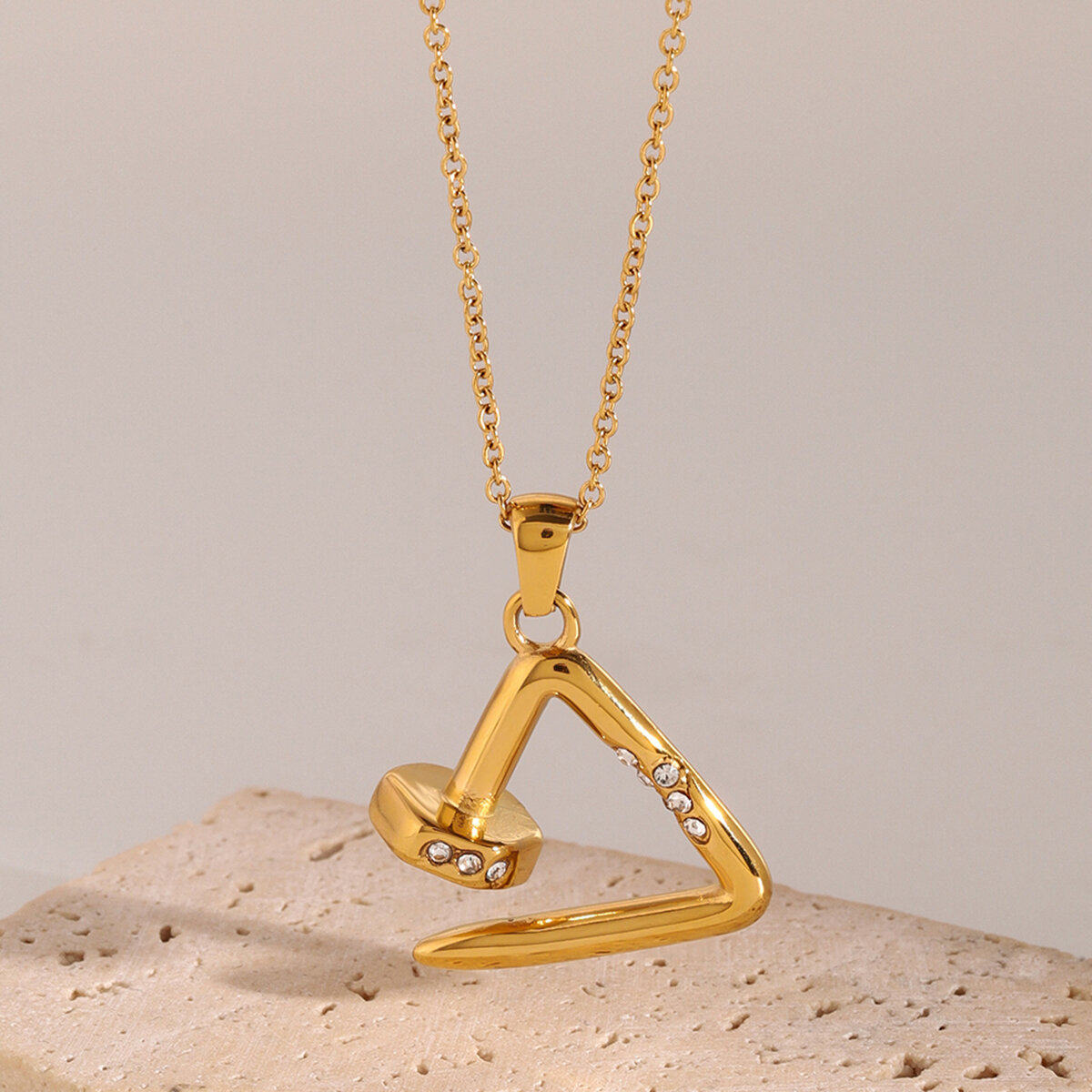1 piece simple series casual geometric stainless steel  gold plated women pendant necklaces
