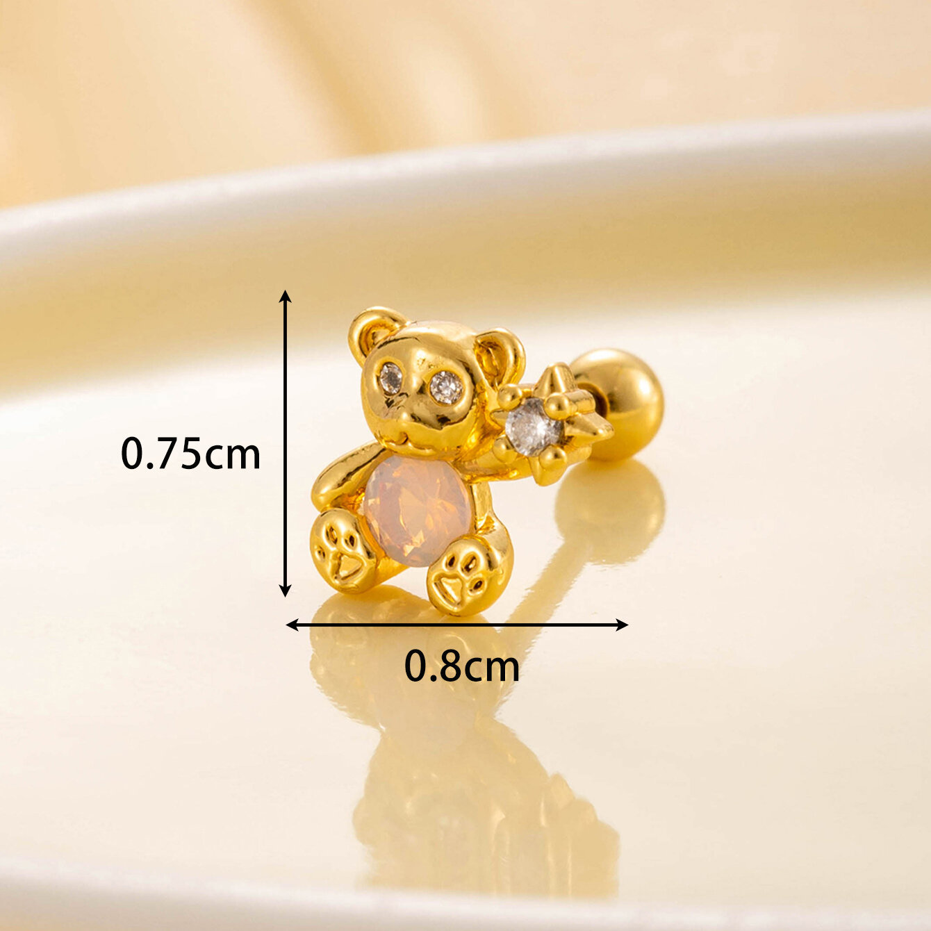 Boucles d'oreilles piercing femme Simple Series Simple Animal en acier titane sans placage, avec zircon. Image4