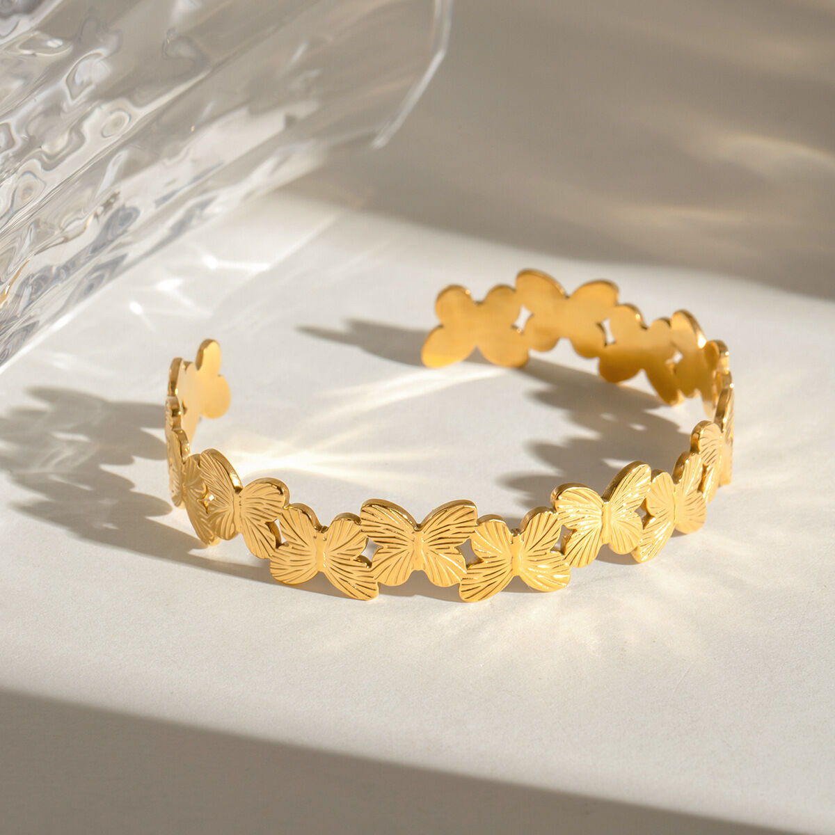 bracelet pour femme en acier inoxydable plaqué or , série romantique, motif animal doux