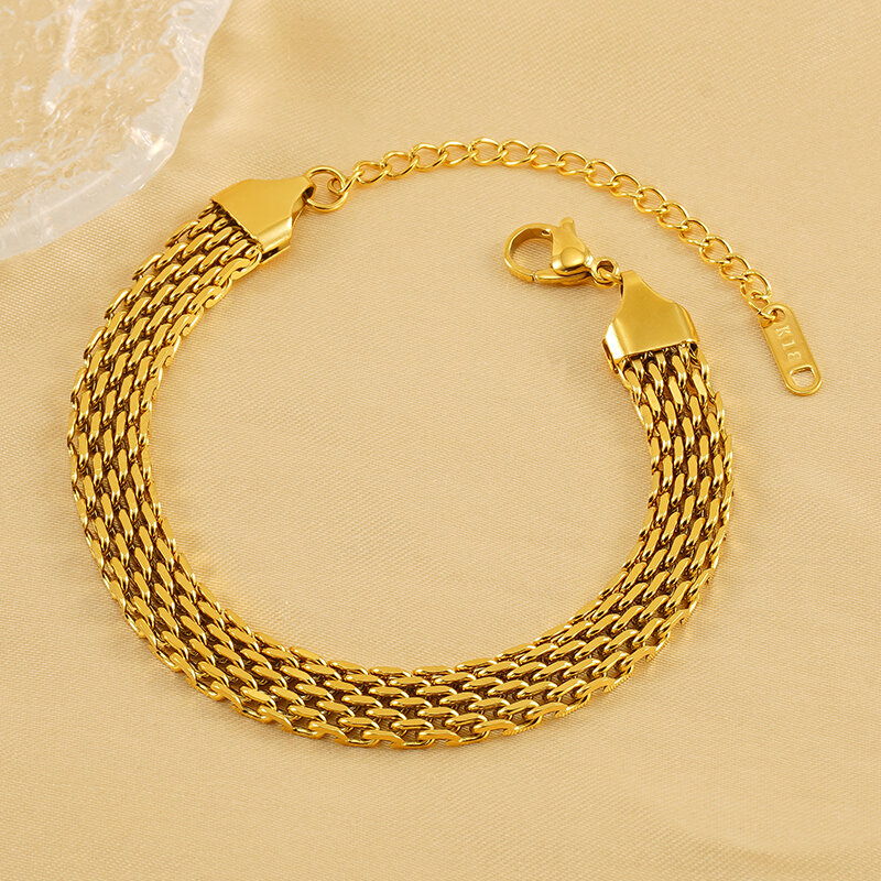 1 Piece Classic Series Retro Titanium Steel  Gold Plated Unisex Chain Bracelets