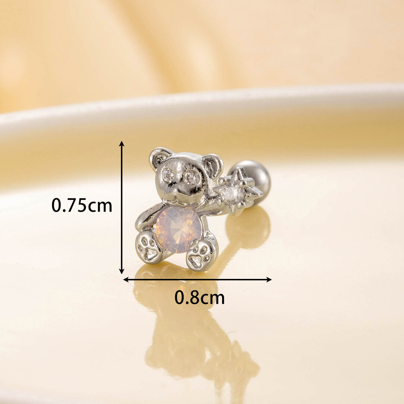 Boucles d'oreilles piercing femme Simple Series Simple Animal en acier titane sans placage, avec zircon. h5 Image5