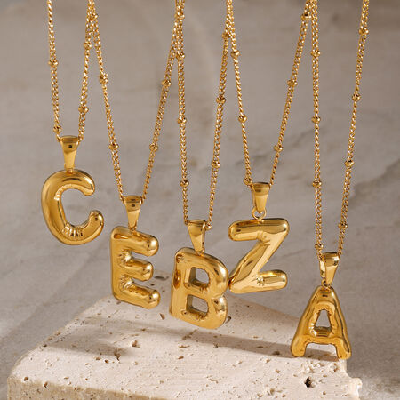 1 Piece Casual Letter Stainless Steel Waterproof Gold Color Pendant Necklace