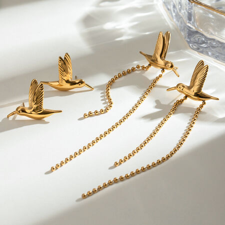 1 pair ethnic series retro animal stainless steel gold plated women Dangle Earrings