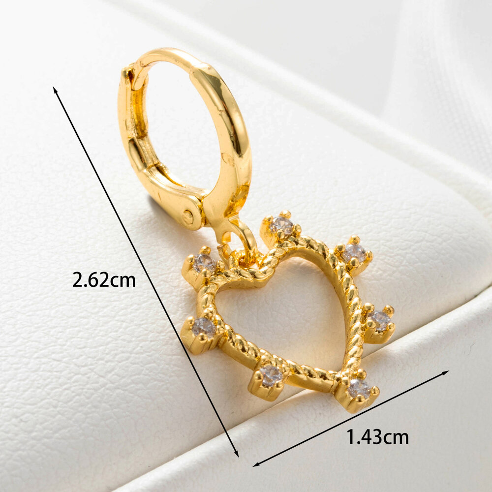 1 Piece Simple Series Simple Heart Copper No Plating Material Zircon Women Piercing Earrings h5Picture5