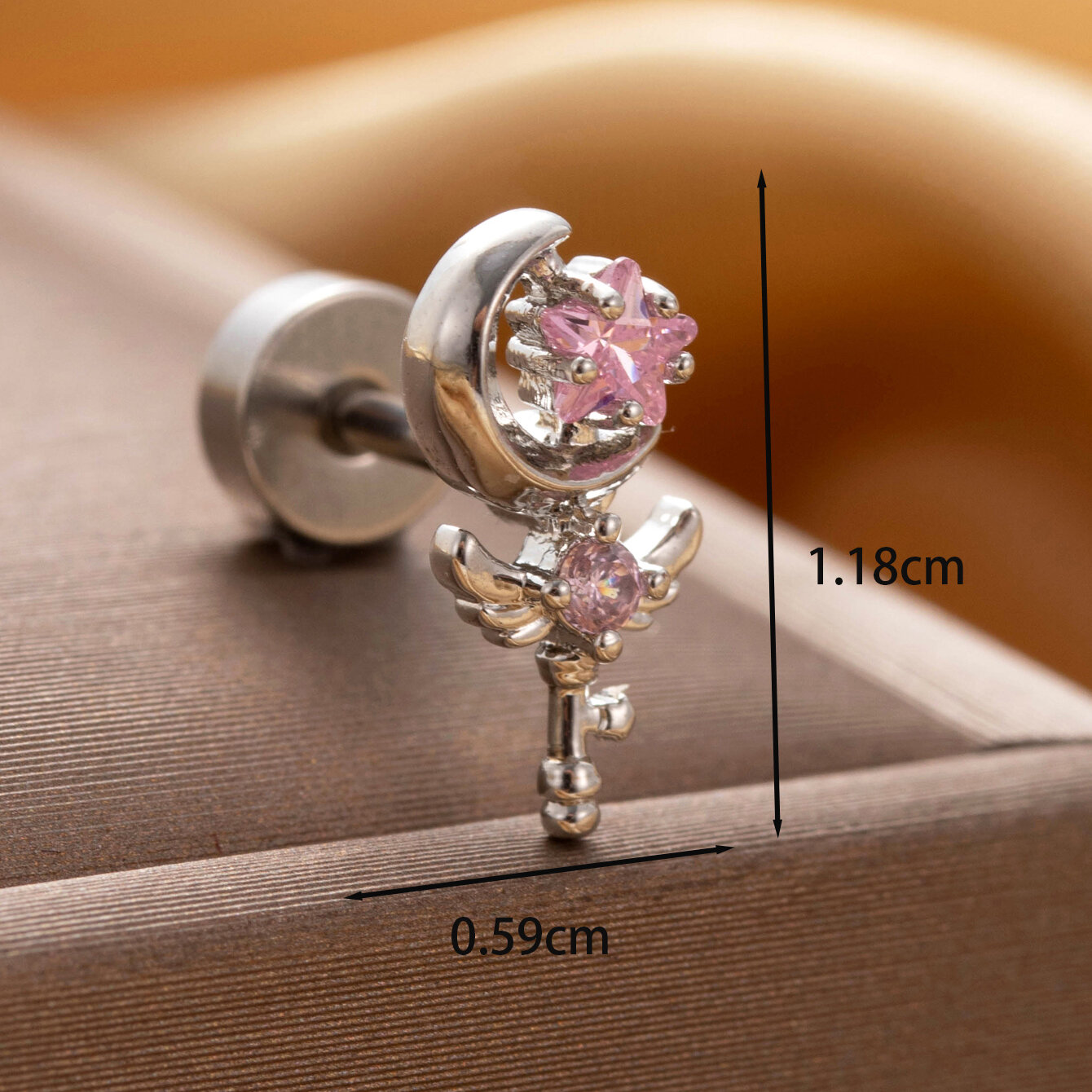 1 pezzo semplice serie classico fiocco nodo acciaio titanio senza placcatura materiale zircone orecchini da donna piercing h5 Immagine4