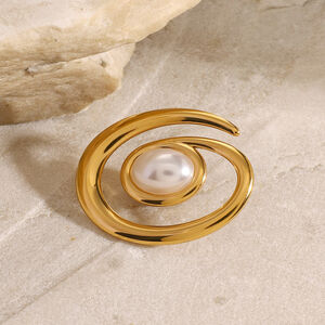 1 paio di spille da donna in perle artificiali placcate in oro , serie semplice, classiche e geometriche, in acciaio inossidabile h5 Immagine4