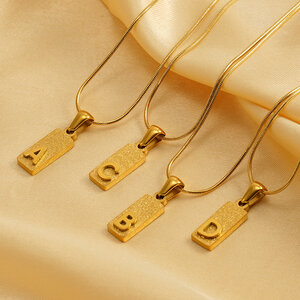 1 stuk eenvoudige serie hip-pop/rock letter roestvrij staal verguld unisex hanger kettingen h5 Afbeelding4