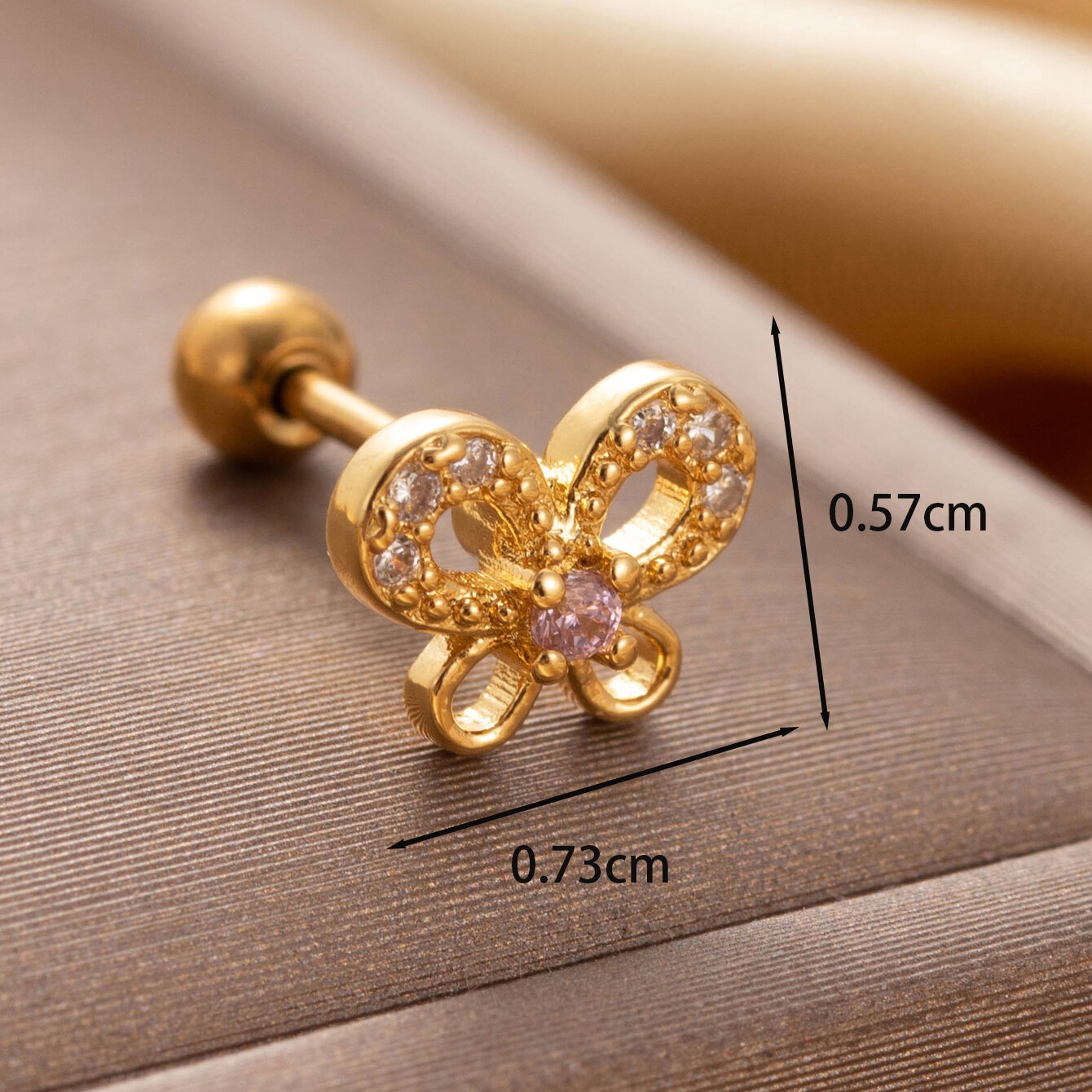 1 pezzo semplice serie semplice cuore acciaio titanio senza placcatura materiale zircone orecchini da donna piercing Immagine4