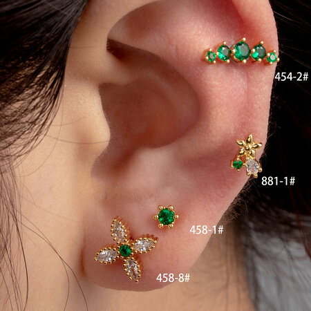 Pendientes de perforación para mujer, de acero titanio, sin chapado, con diseño de flor simple, de 1 pieza