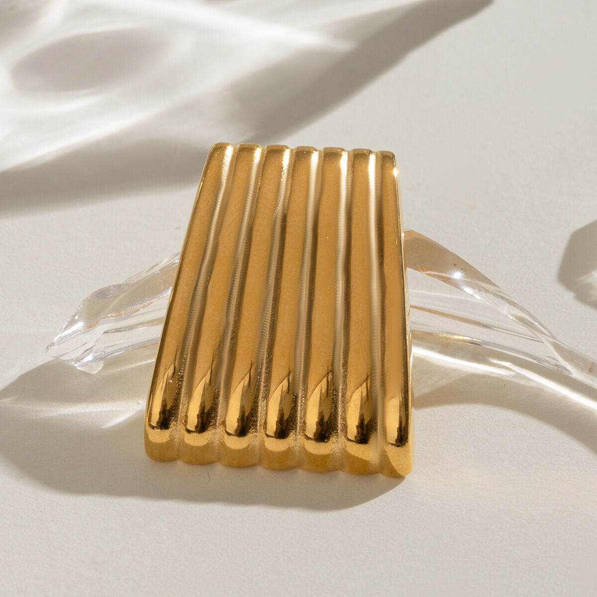 1 pair simple series classic geometric stainless steel  gold plated women brooches