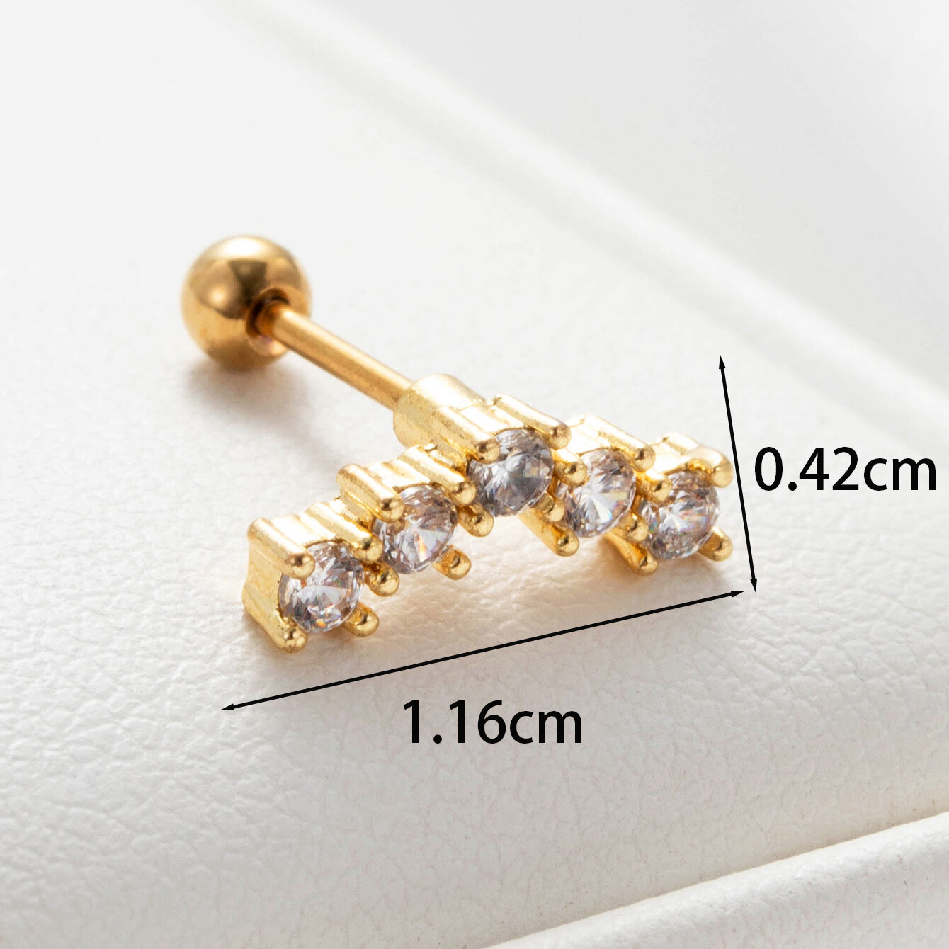 1 Piece Simple Series Simple Geometric Titanium Steel No Plating Material Zircon Women Piercing Earrings h5 Picture5