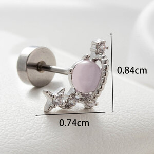 1 pezzo semplice serie classico cuore titanio acciaio senza placcatura materiale zircone orecchini da donna piercing h5 Immagine4