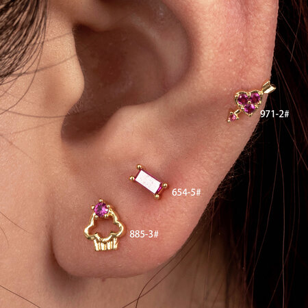 Pendientes de perforación para mujer, de acero titanio, sin chapado, con forma de corazón, de serie simple, con circonitas