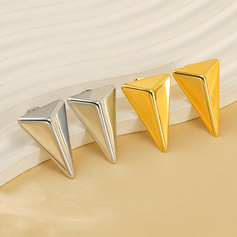 1 pair simple series simple titanium steel  gold plated women stud earrings