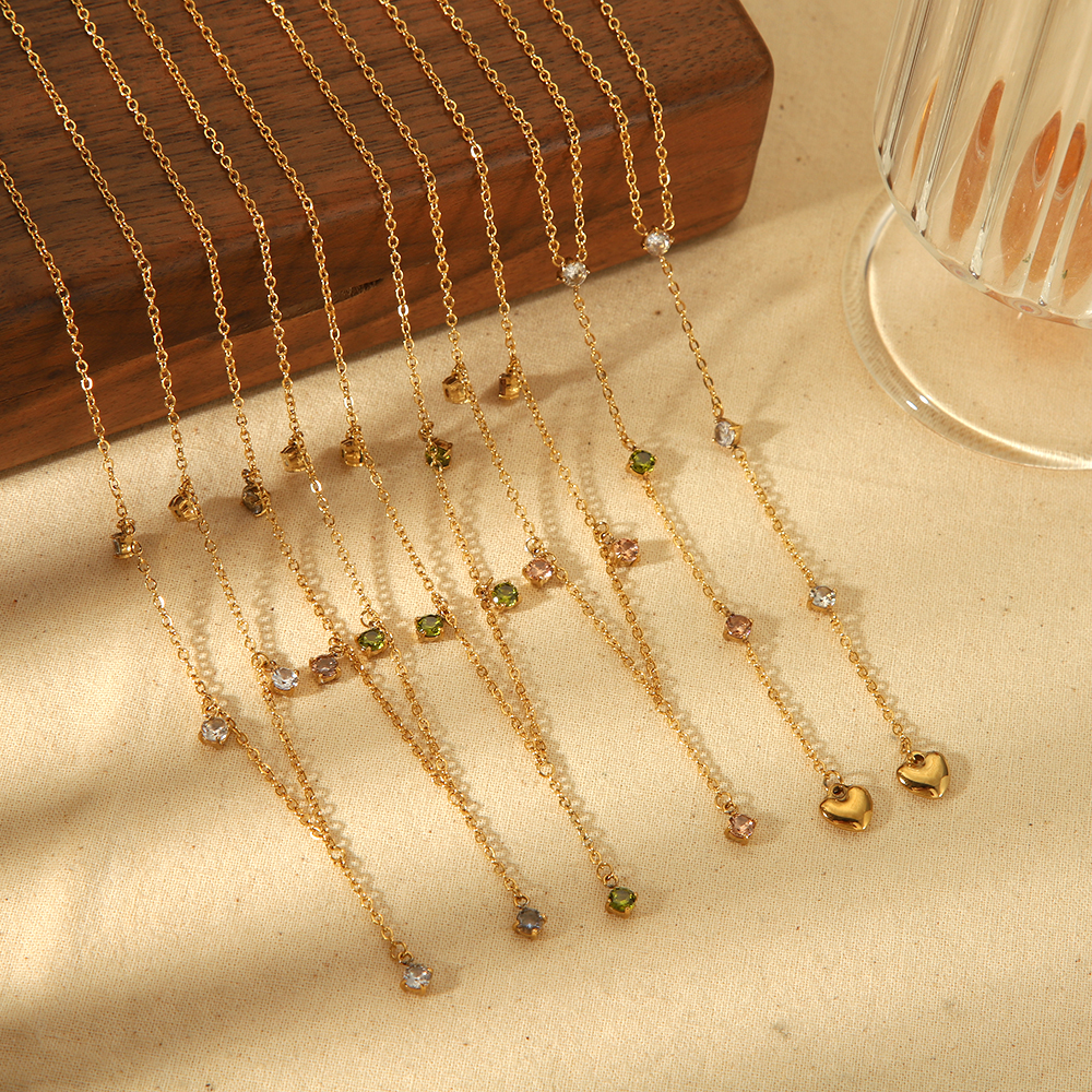 1 piece simple series daily geometric stainless steel  gold plated chain necklaces