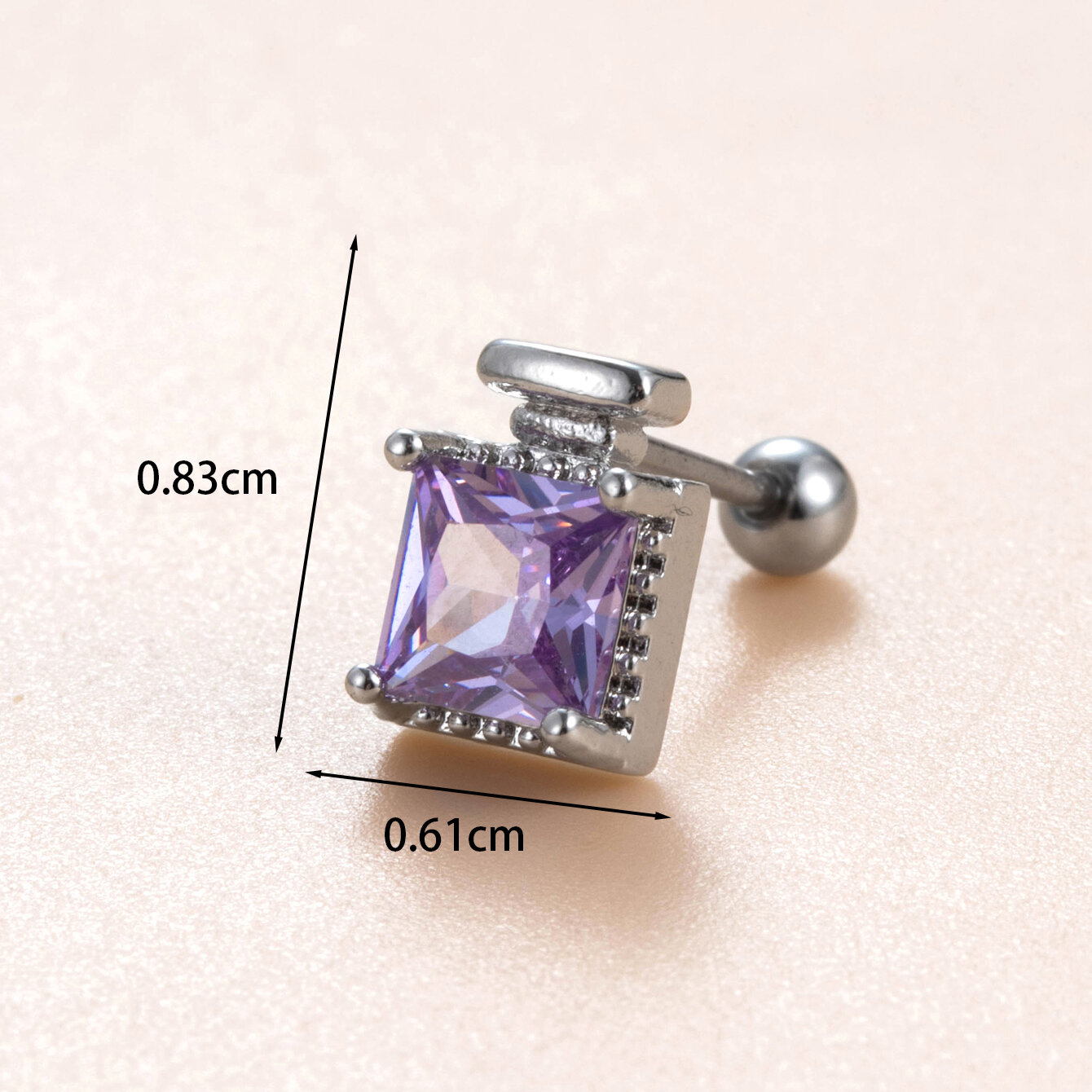 1 pezzo semplice serie classico cuore titanio acciaio senza placcatura materiale zircone orecchini da donna piercing Immagine3