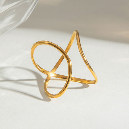 1 Piece Stainless Steel Waterproof Gold Color Minimalist Ring