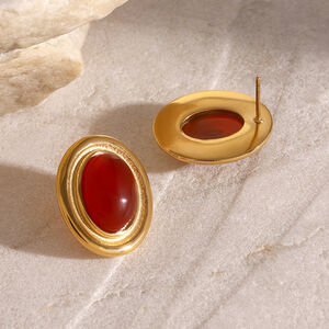 1 pair luxurious series retro geometric gold plated artificial gemstone women stud earrings h5 Picture6