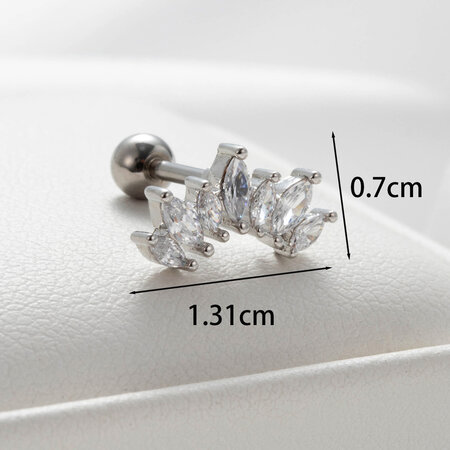 1 StĂĽck Simple Series Ohrring aus Titanstahl (unbeschichtet) mit Zirkonia-Motiv fĂĽr Damen 2