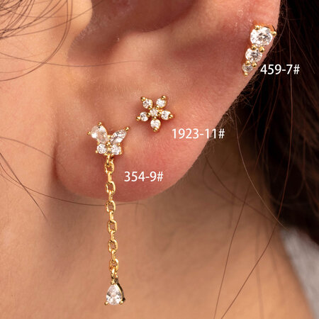 1 Stück Simple Series Simple Flower Titanstahl ohne Beschichtung Zirkonia Damen Piercing Ohrringe