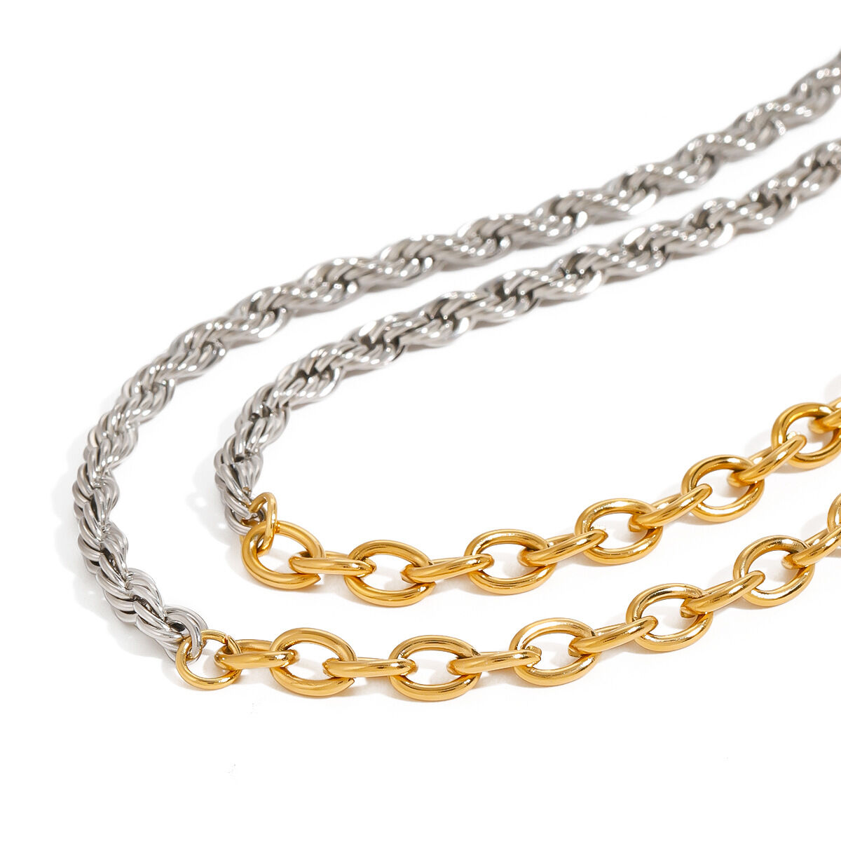 1 Stück Simple Series Einfache geometrische Edelstahl 18 Karat vergoldete Damen-Kettenarmbänder h5 Bild6