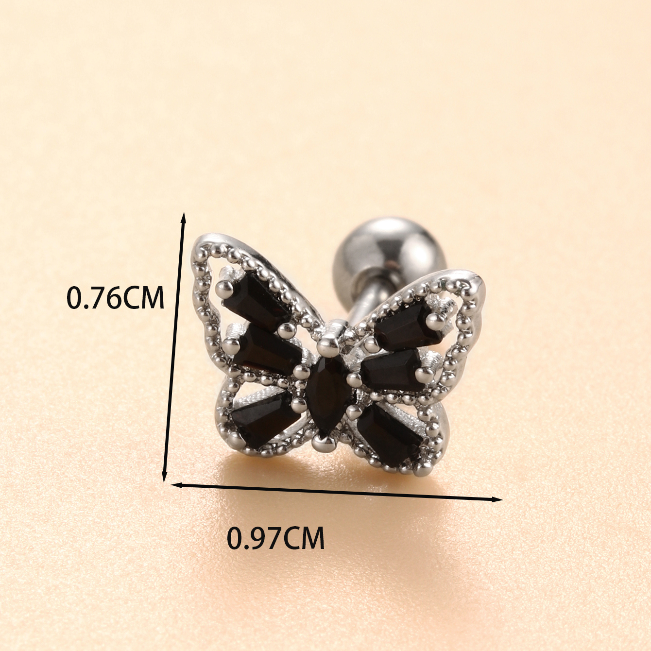 1 pezzo semplice serie classico cuore titanio acciaio senza placcatura materiale zircone orecchini da donna piercing Immagine5