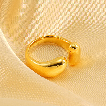1 pair classic series retro geometric stainless steel gold plated women adjustable rings