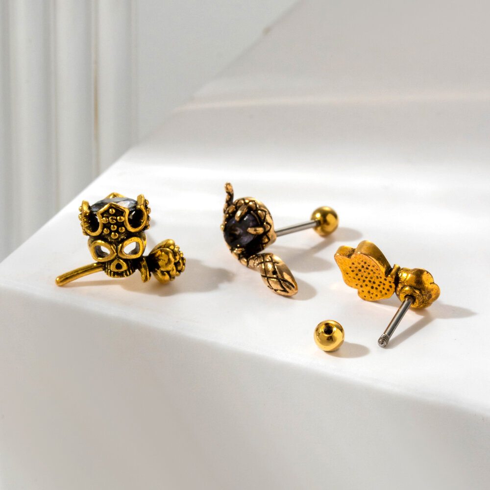 Boucles d'oreilles piercing femme Simple Series Classic Flower en acier titane sans placage, ornées de zircon. Image7