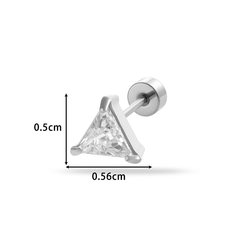 1 Piece Simple Series Classic Geometric Titanium Steel No Plating Material Zircon Women Piercing Earrings h5 Picture6