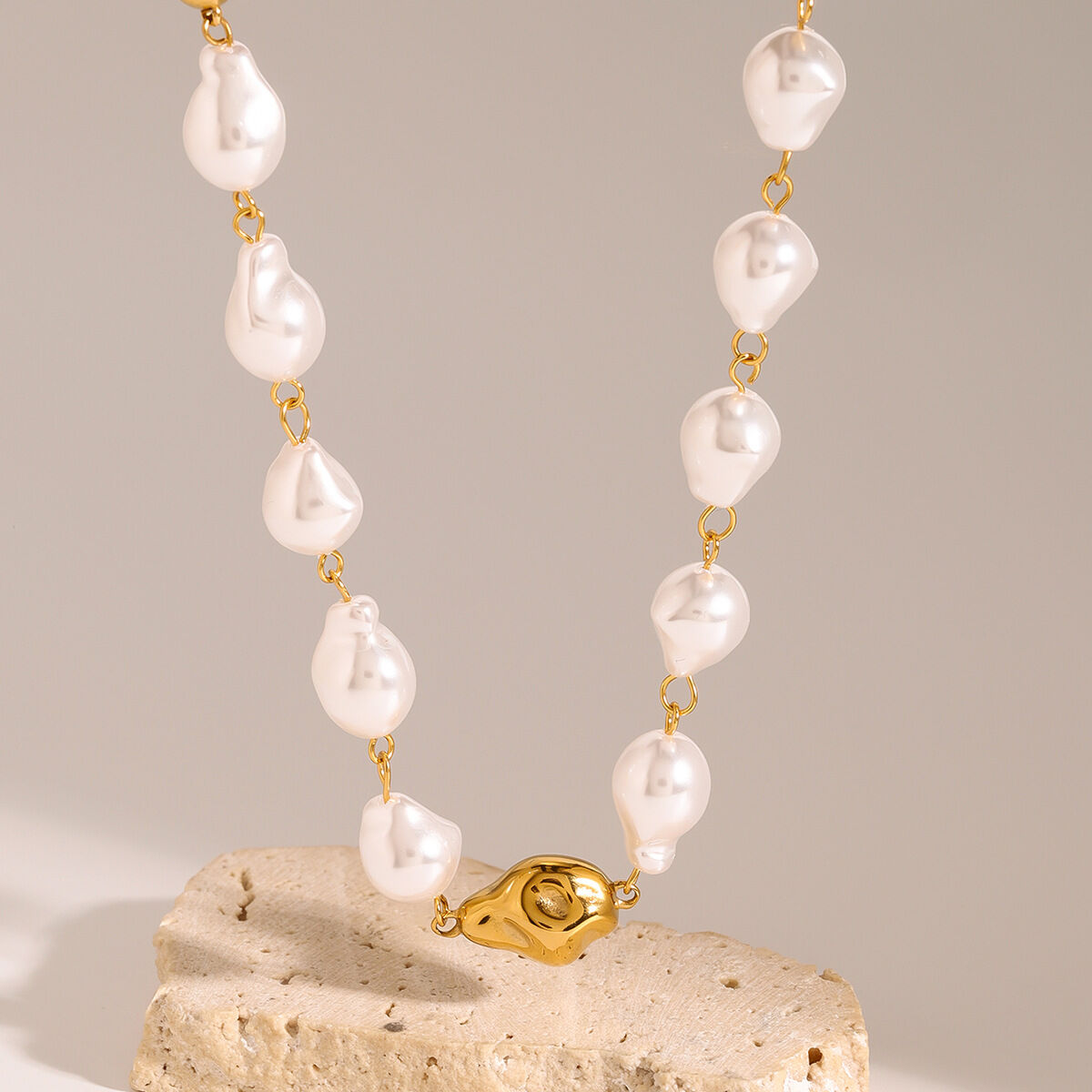 1 stück luxuriöse serie  linie edelstahl 18 karat vergoldet kunstperlen damen perlenketten